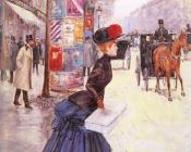 让 贝劳德 : Jeune Femme Traverrsant Le Boulevard